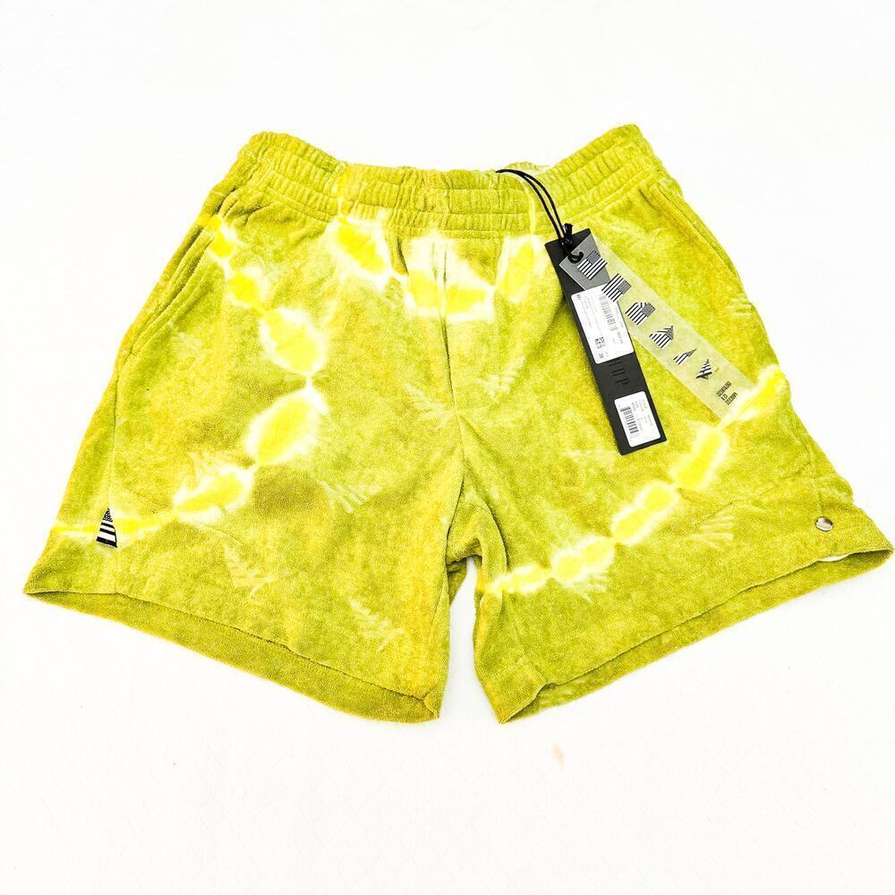 Paper Plane Men's Do or Dye Terrycloth Shorts Green Tie Dye Size S $138 NWT